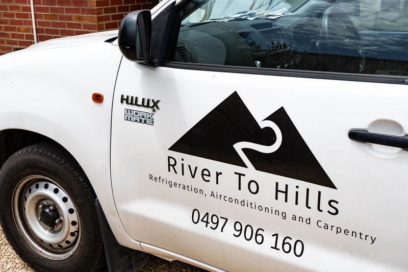 River to Hills Van parked near Granite Island